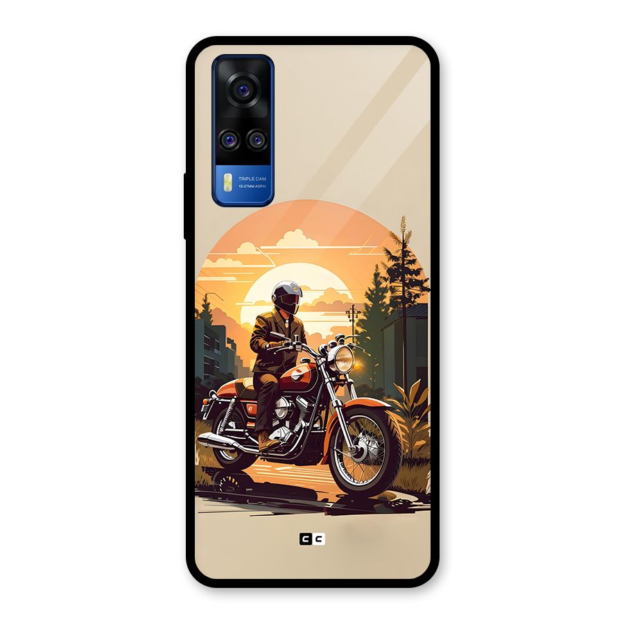 Vintage Bike Art Glass Back Case for Vivo Y31