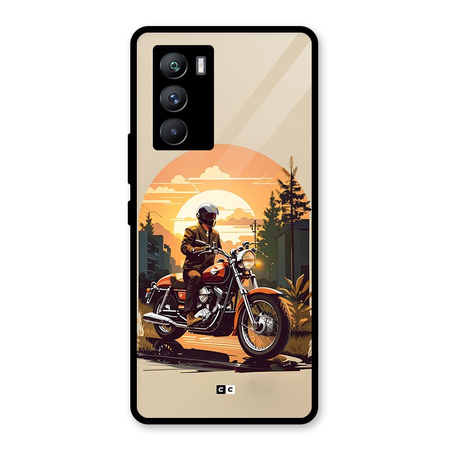 Vintage Bike Art Glass Back Case for Vivo iQOO 9 SE