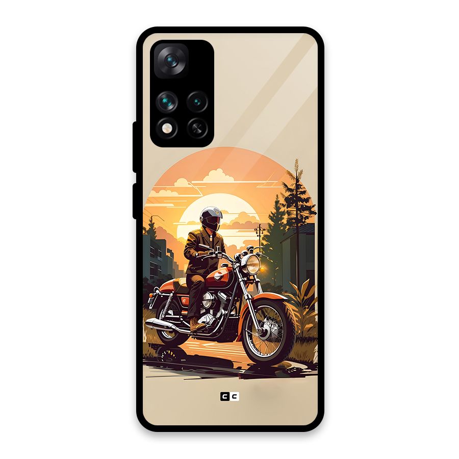 Vintage Bike Art Glass Back Case for Xiaomi 11i HyperCharge 5G