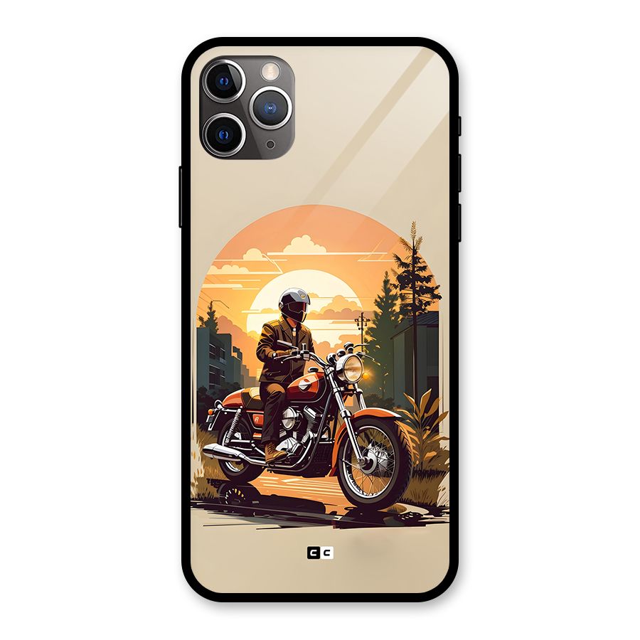 Vintage Bike Art Glass Back Case for iPhone 11 Pro Max