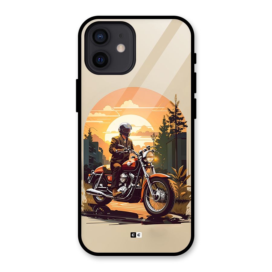 Vintage Bike Art Glass Back Case for iPhone 12