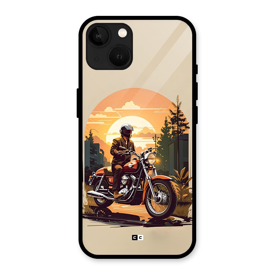 Vintage Bike Art Glass Back Case for iPhone 13