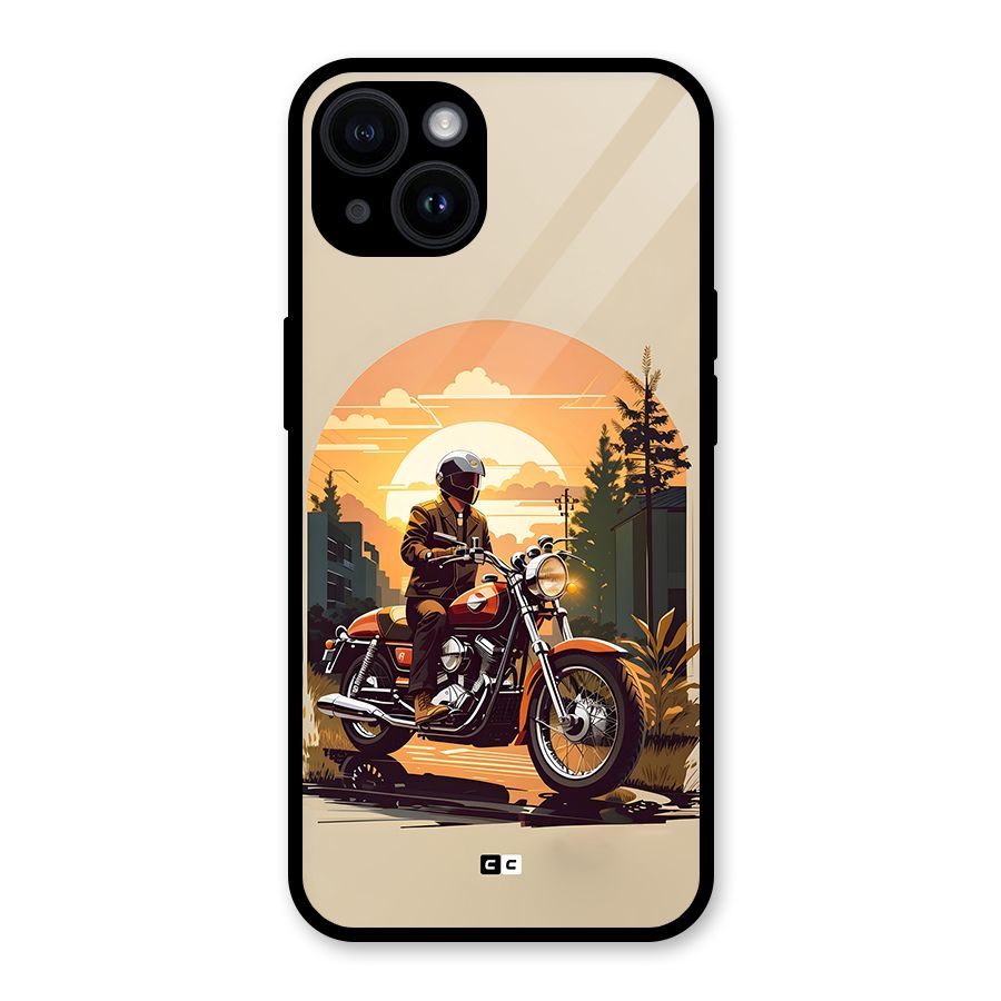 Vintage Bike Art Glass Back Case for iPhone 14