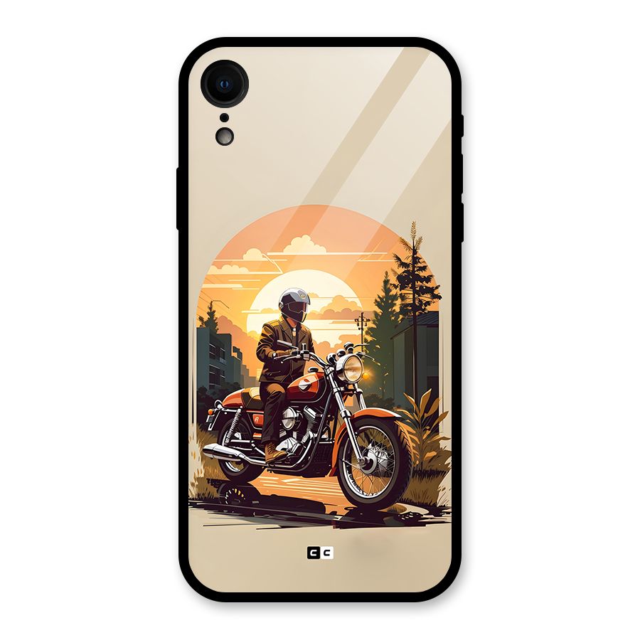 Vintage Bike Art Glass Back Case for iPhone XR