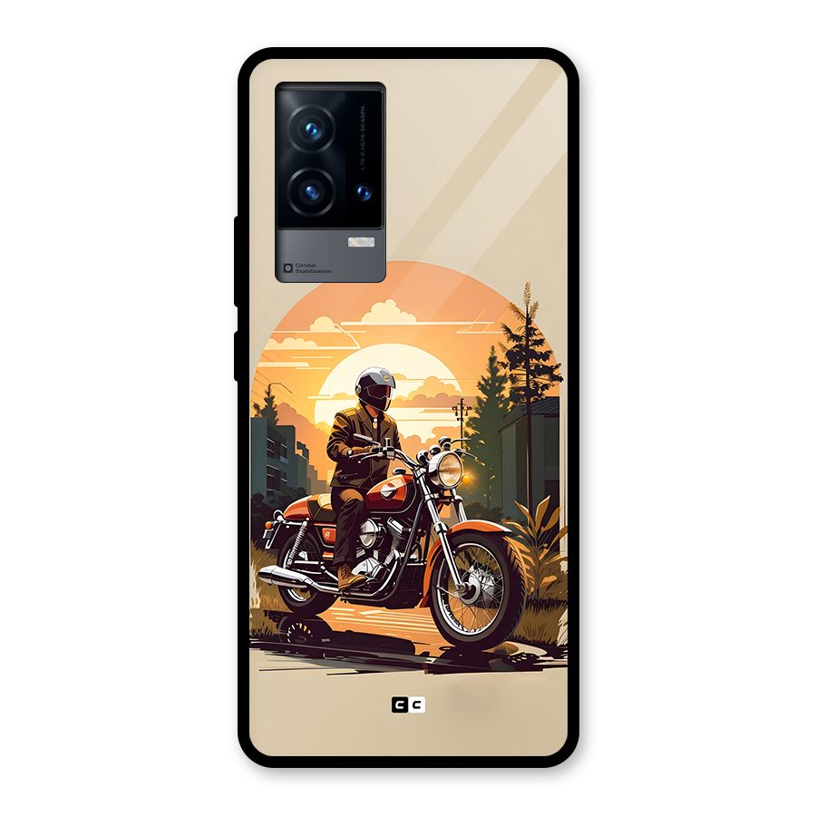 Vintage Bike Art Glass Back Case for iQOO 9 5G
