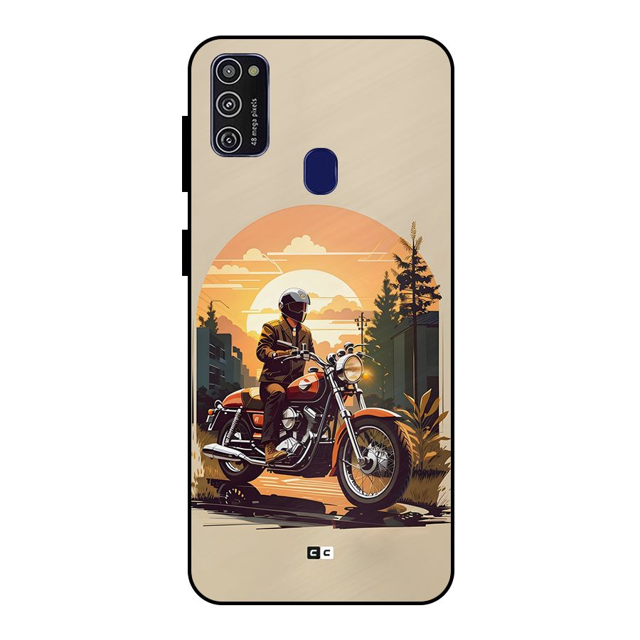 Vintage Bike Art Metal Back Case for Galaxy M21
