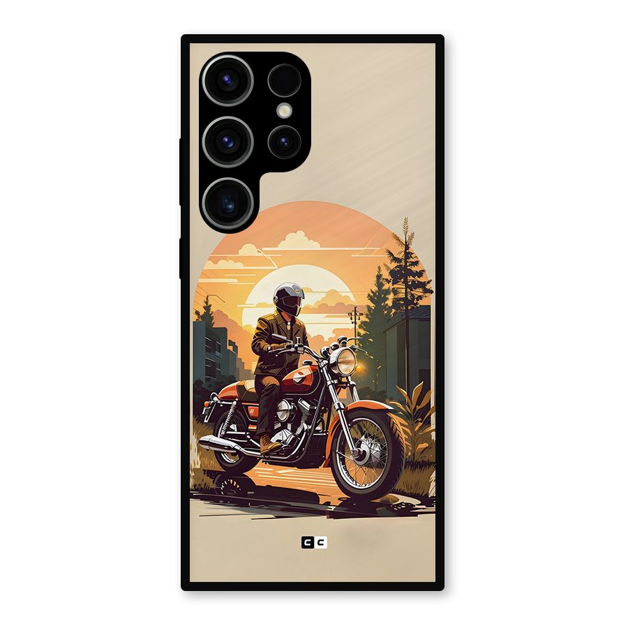 Vintage Bike Art Metal Back Case for Galaxy S23 Ultra
