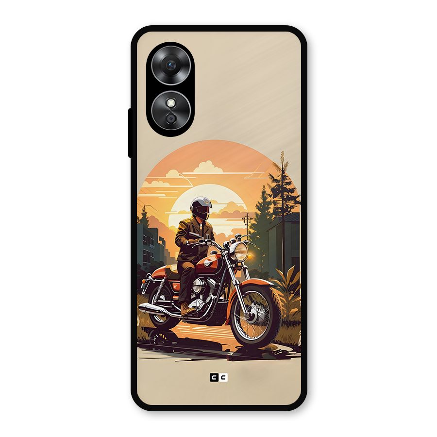 Vintage Bike Art Metal Back Case for Oppo A17