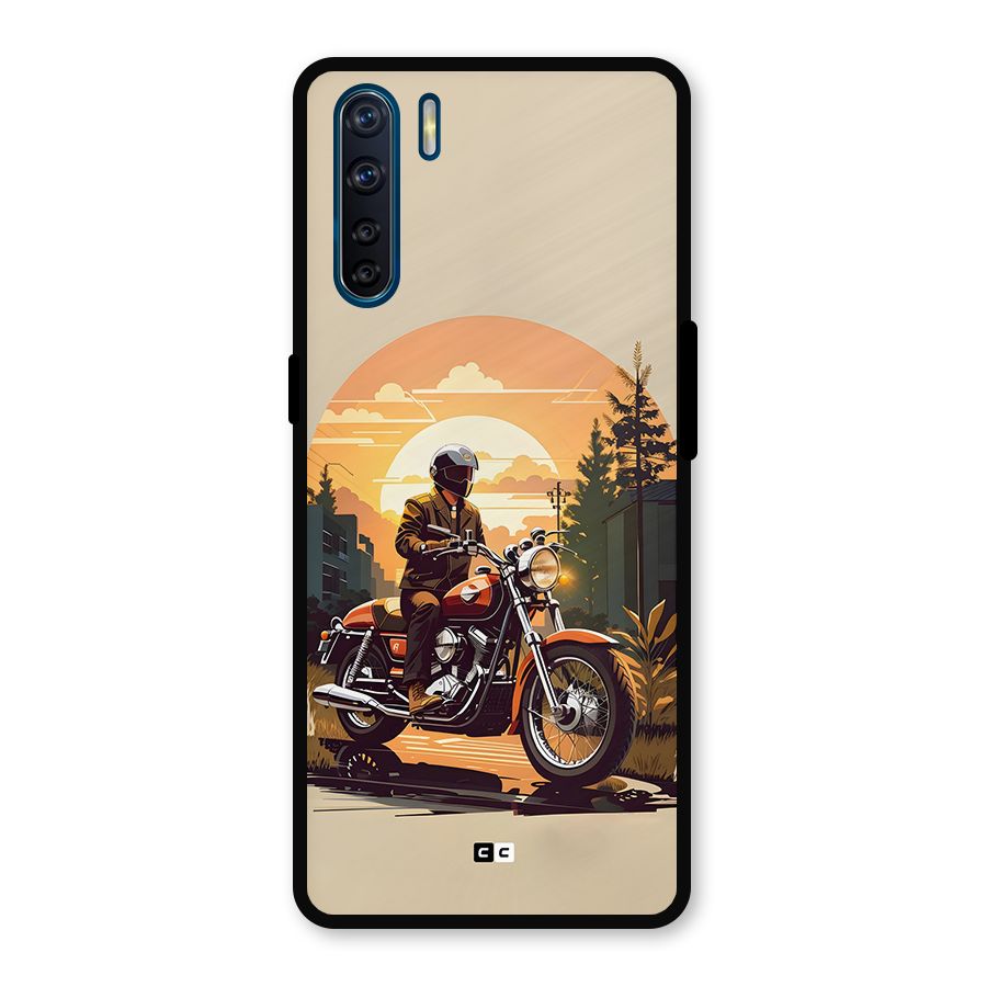Vintage Bike Art Metal Back Case for Oppo F15
