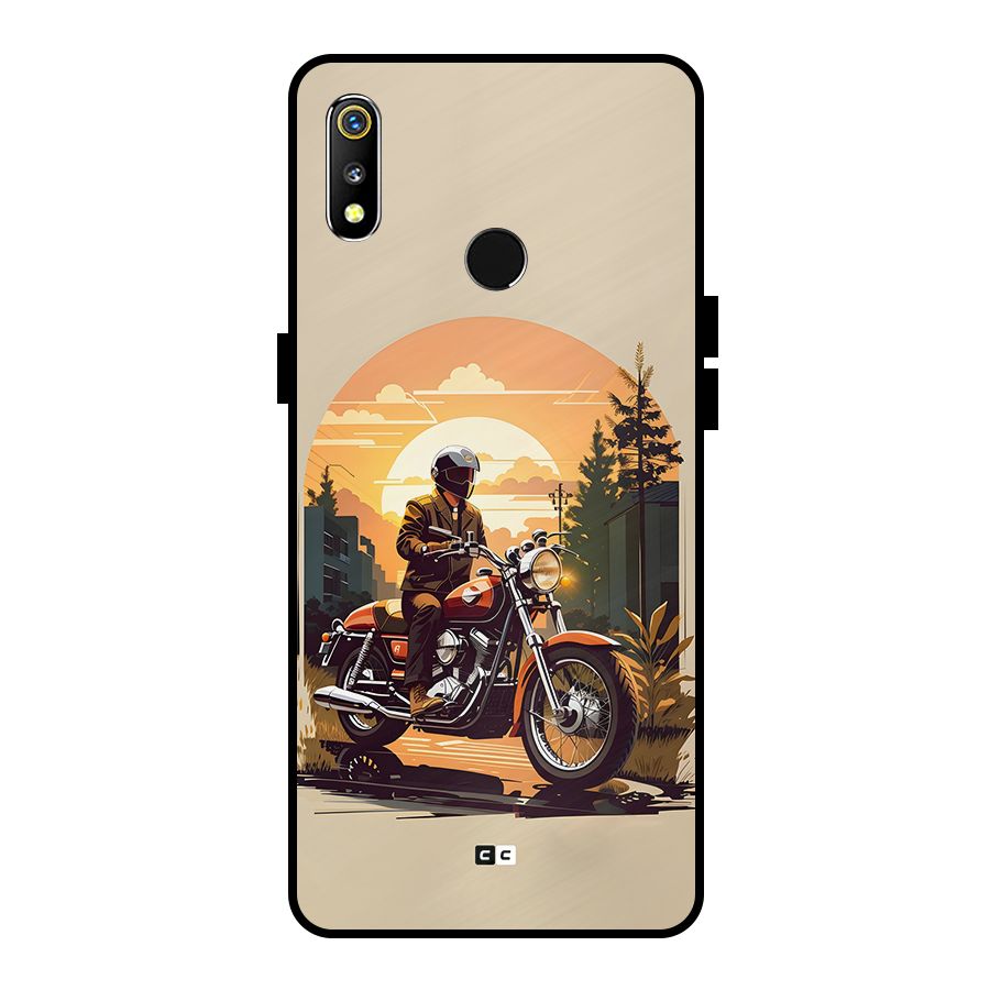 Vintage Bike Art Metal Back Case for Realme 3i