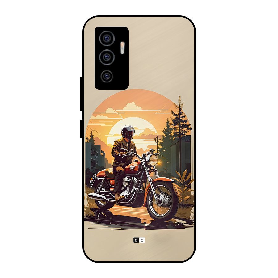 Vintage Bike Art Metal Back Case for Vivo V23e