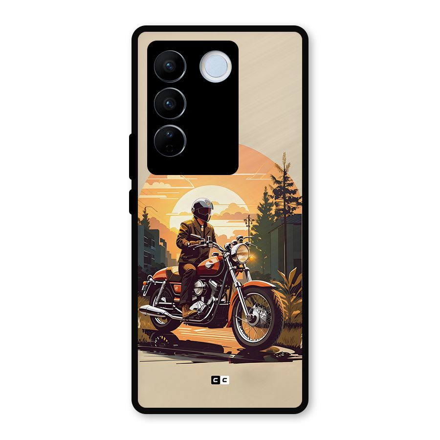 Vintage Bike Art Metal Back Case for Vivo V27