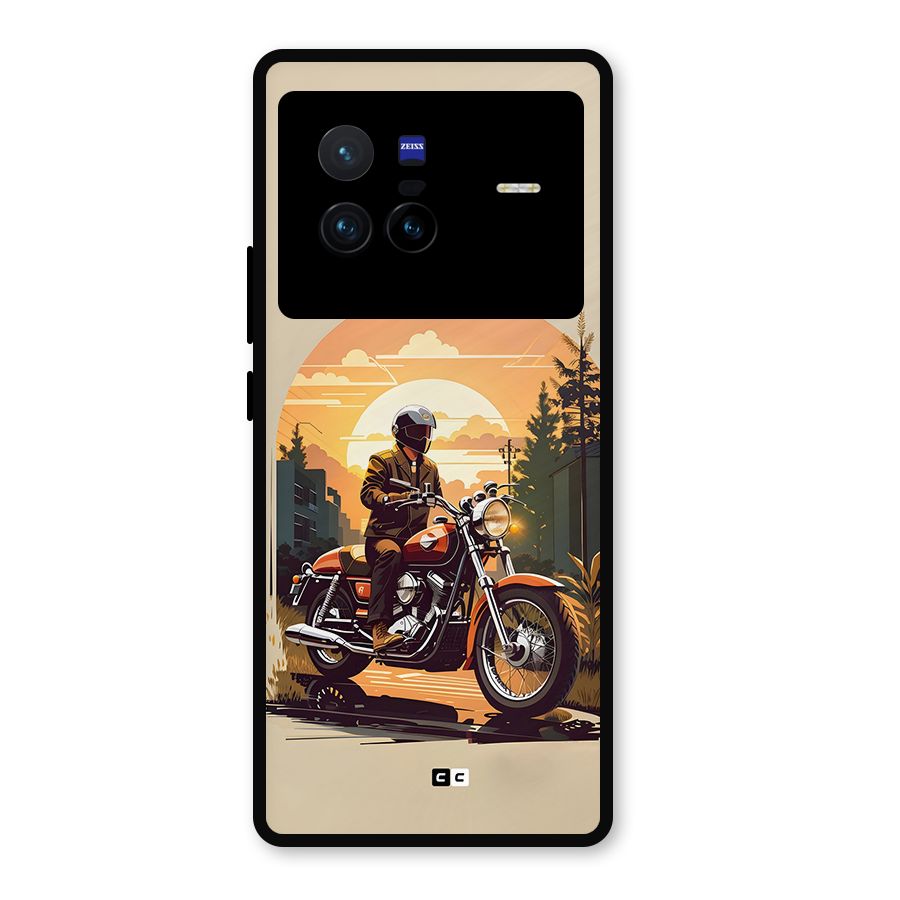 Vintage Bike Art Metal Back Case for Vivo X80