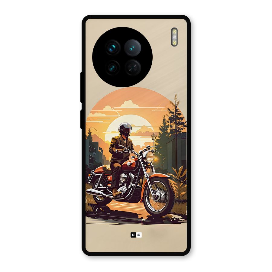 Vintage Bike Art Metal Back Case for Vivo X90