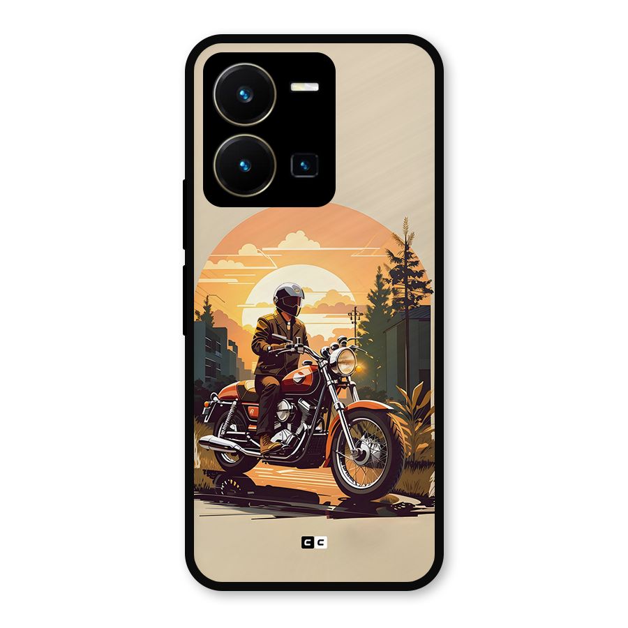Vintage Bike Art Metal Back Case for Vivo Y35