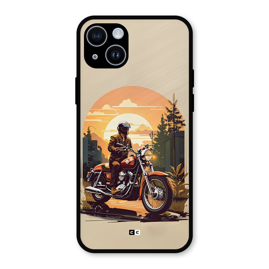Vintage Bike Art Metal Back Case for iPhone 14