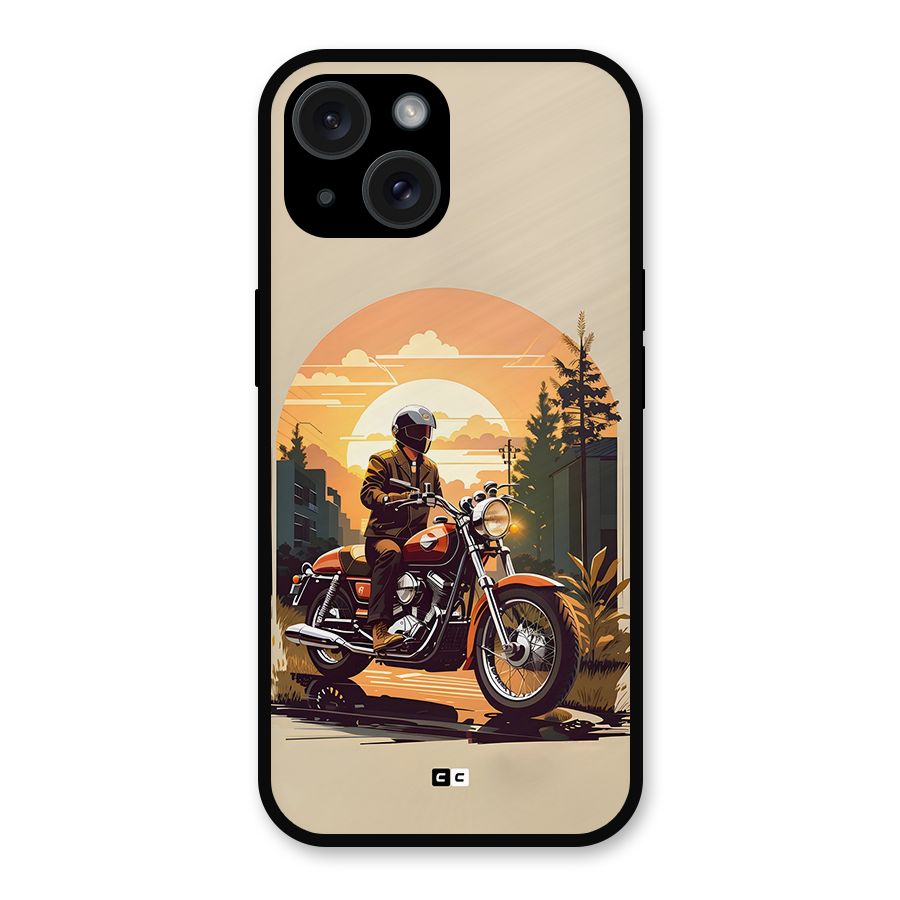 Vintage Bike Art Metal Back Case for iPhone 15
