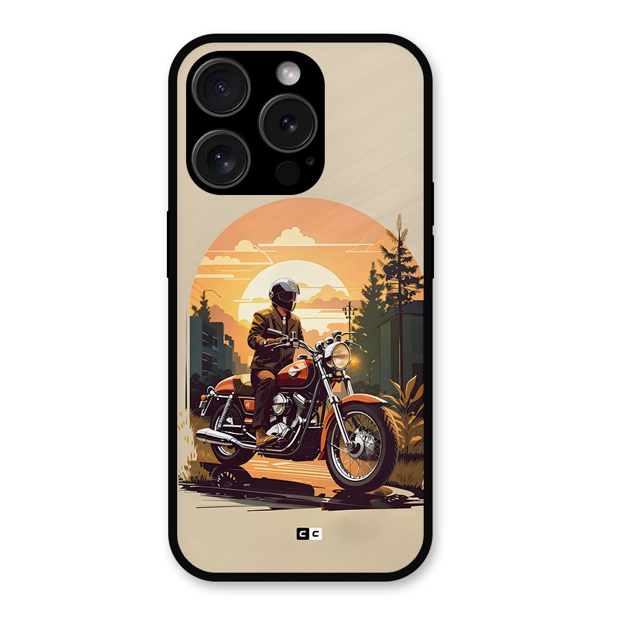 Vintage Bike Art Metal Back Case for iPhone 15 Pro