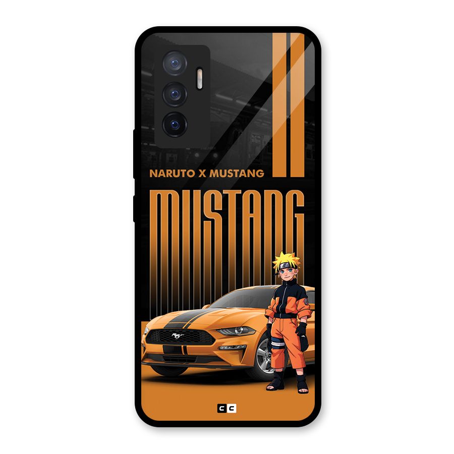 Vintage Car Boy Glass Back Case for Vivo V23e