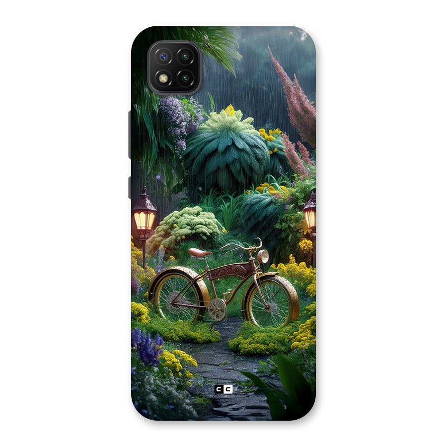 Vintage Cycle In Garden Back Case for Poco C3