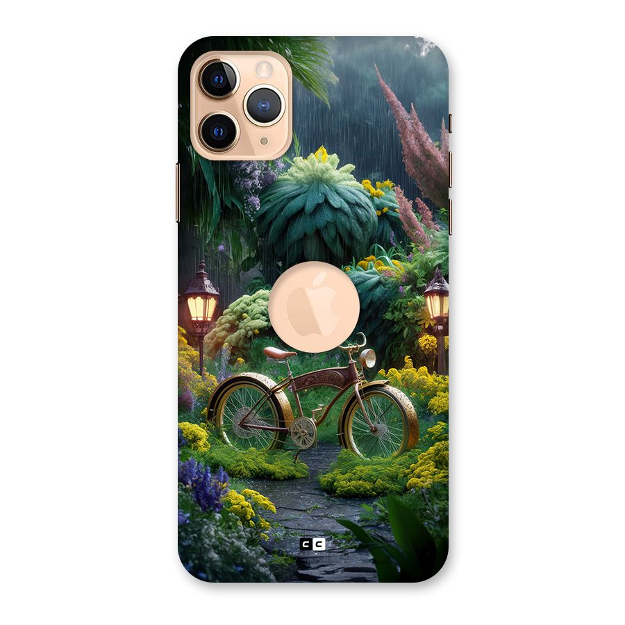Vintage Cycle In Garden Back Case for iPhone 11 Pro Max Logo Cut