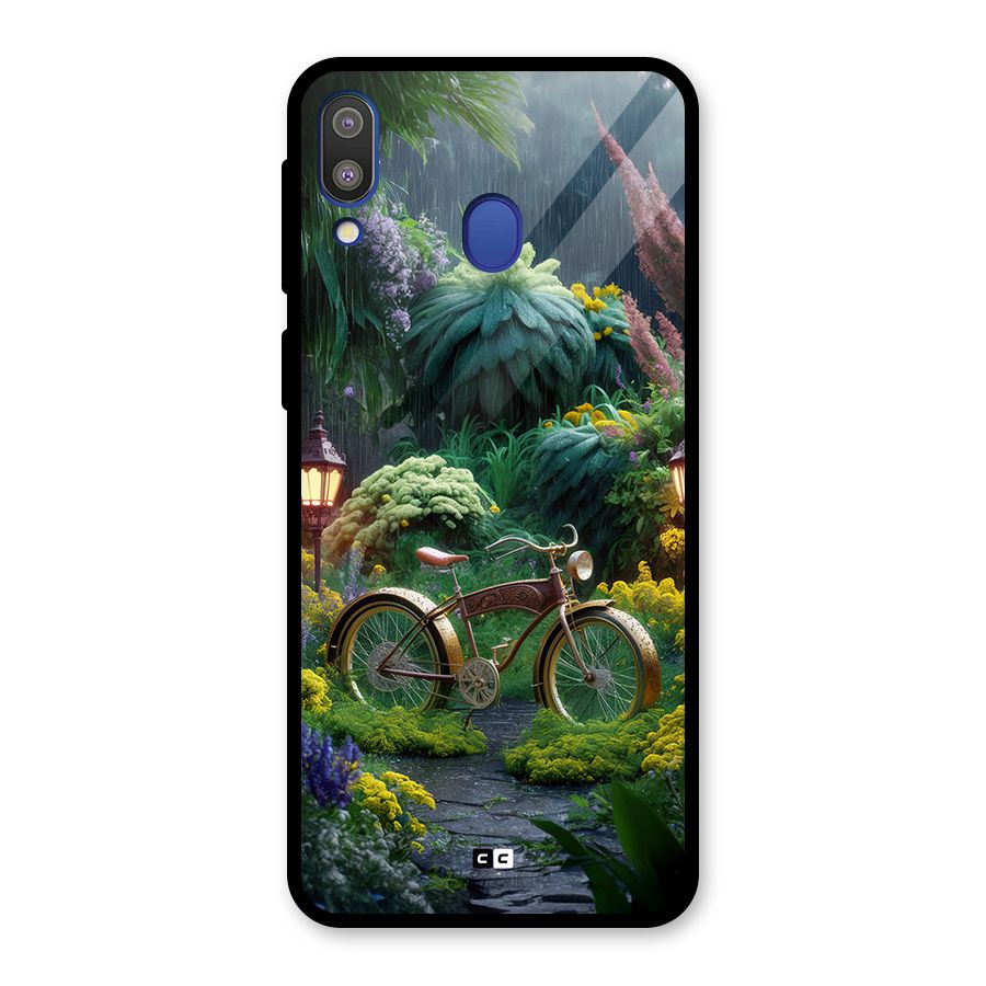 Vintage Cycle In Garden Glass Back Case for Galaxy M20