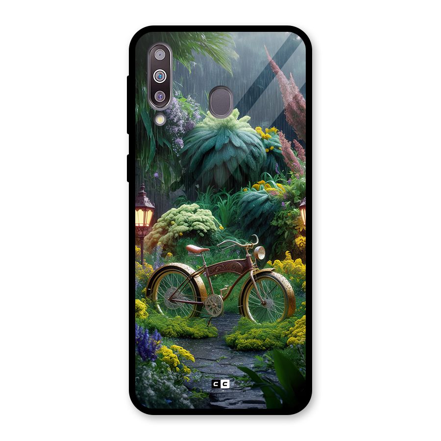 Vintage Cycle In Garden Glass Back Case for Galaxy M30