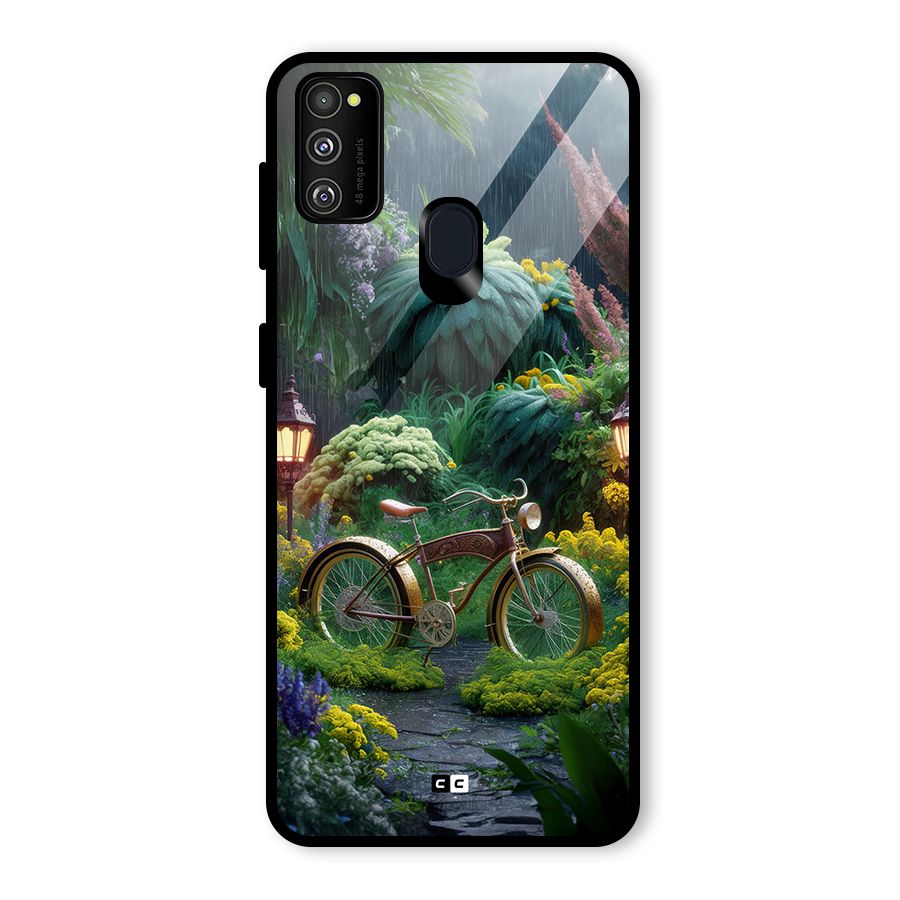 Vintage Cycle In Garden Glass Back Case for Galaxy M30s