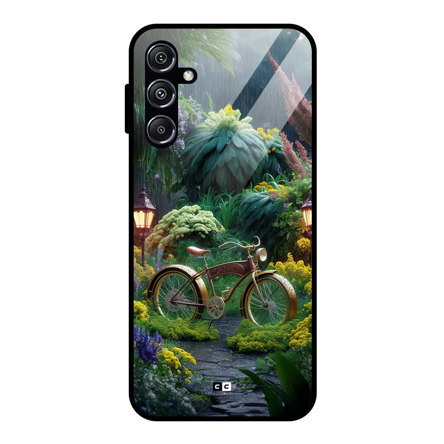 Vintage Cycle In Garden Glass Back Case for Galaxy M34 5G