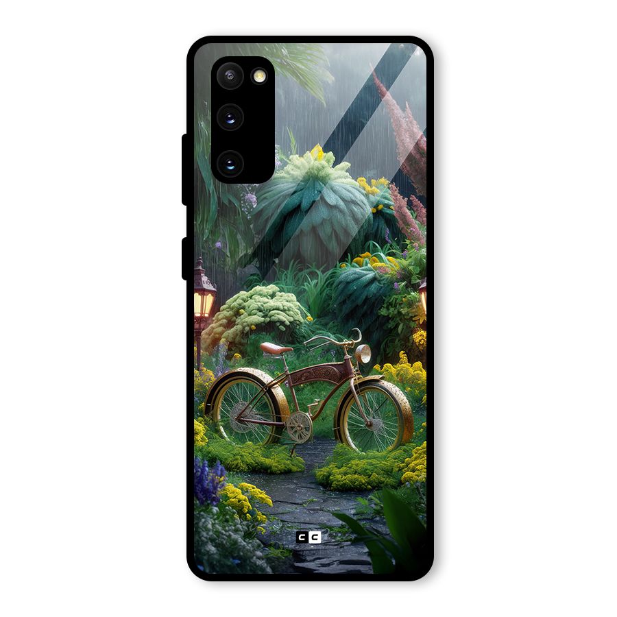Vintage Cycle In Garden Glass Back Case for Galaxy S20 FE 5G