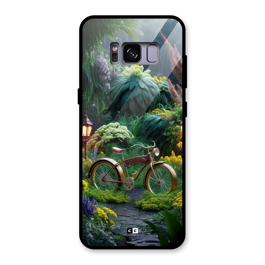 Vintage Cycle In Garden Glass Back Case for Galaxy S8