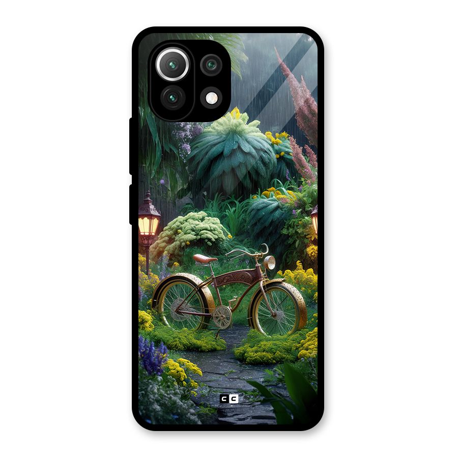 Vintage Cycle In Garden Glass Back Case for Mi 11 Lite NE 5G
