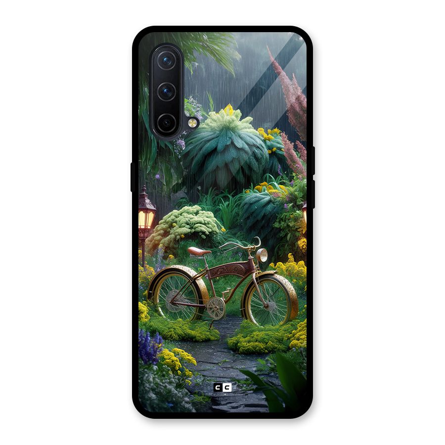 Vintage Cycle In Garden Glass Back Case for OnePlus Nord CE 5G