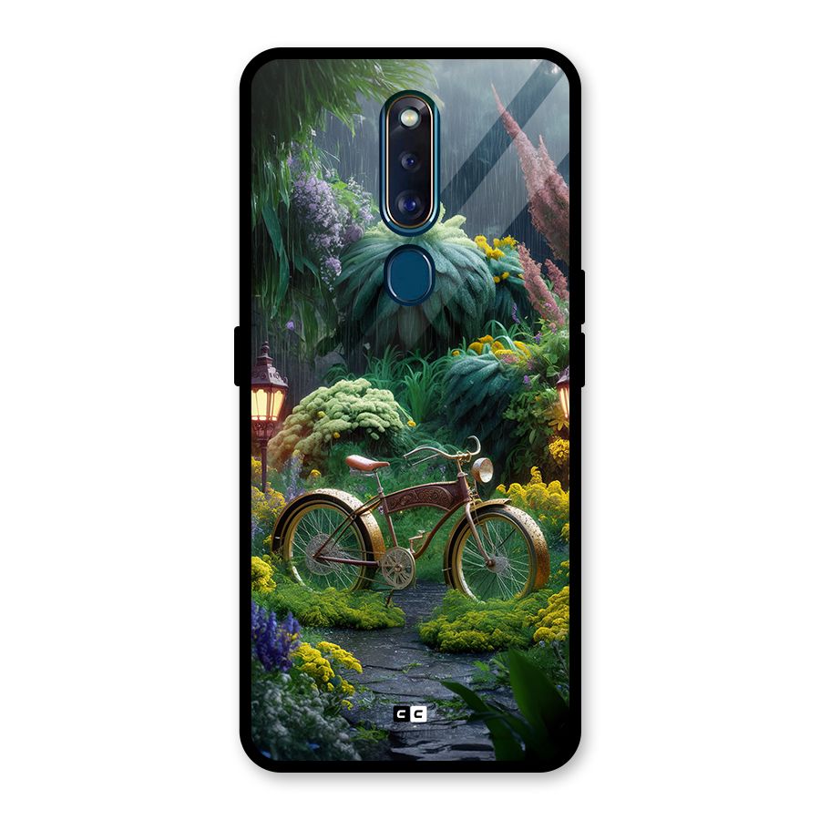 Vintage Cycle In Garden Glass Back Case for Oppo F11 Pro