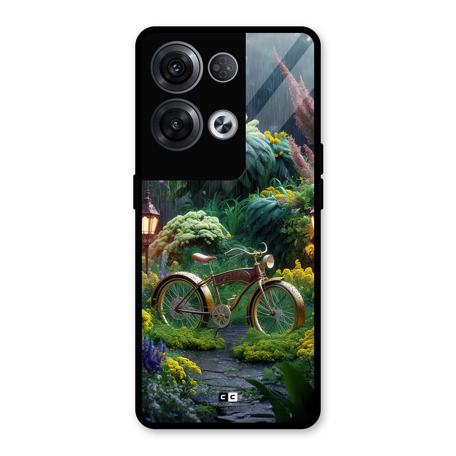 Vintage Cycle In Garden Glass Back Case for Oppo Reno8 Pro 5G