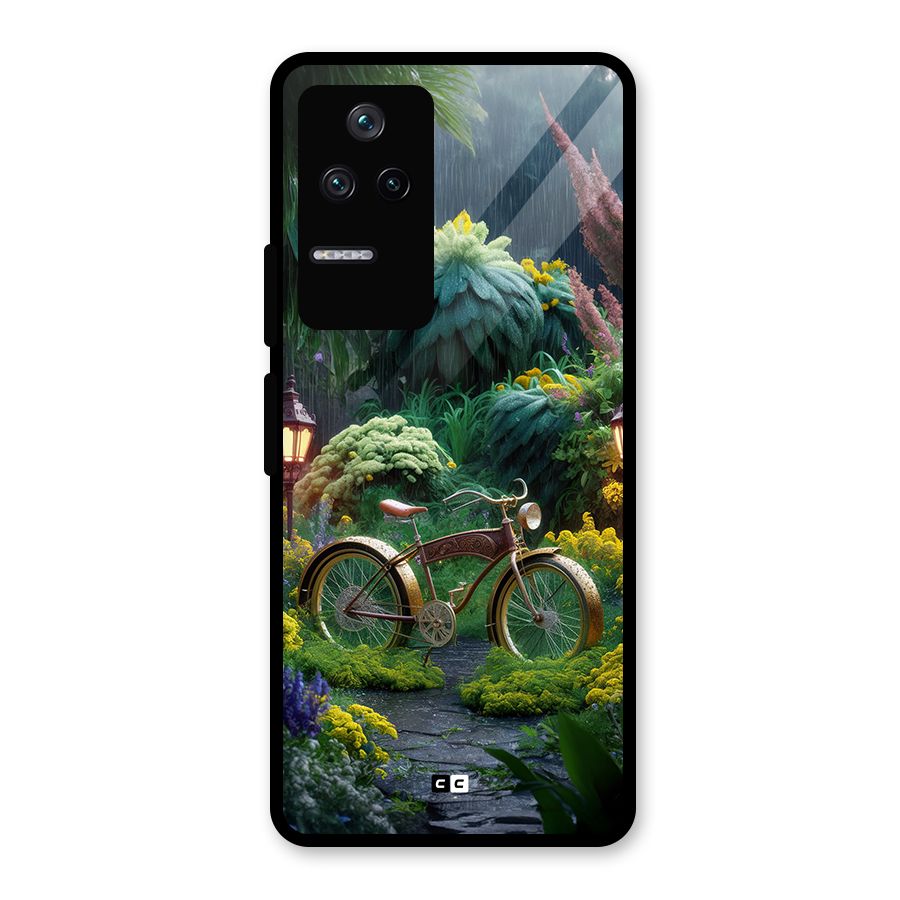 Vintage Cycle In Garden Glass Back Case for Poco F4 5G