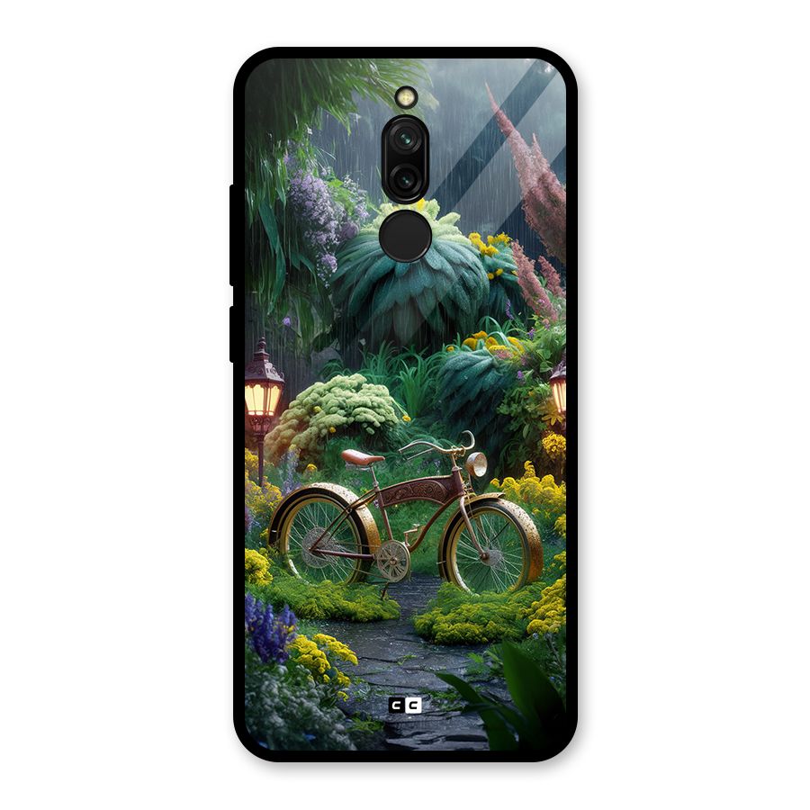 Vintage Cycle In Garden Glass Back Case for Redmi 8