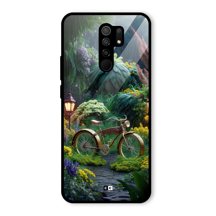Vintage Cycle In Garden Glass Back Case for Redmi 9 Prime