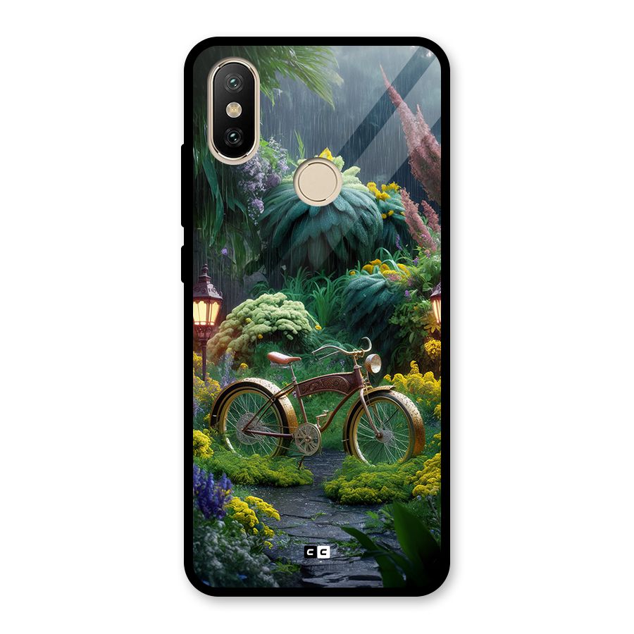 Vintage Cycle In Garden Glass Back Case for Redmi A2