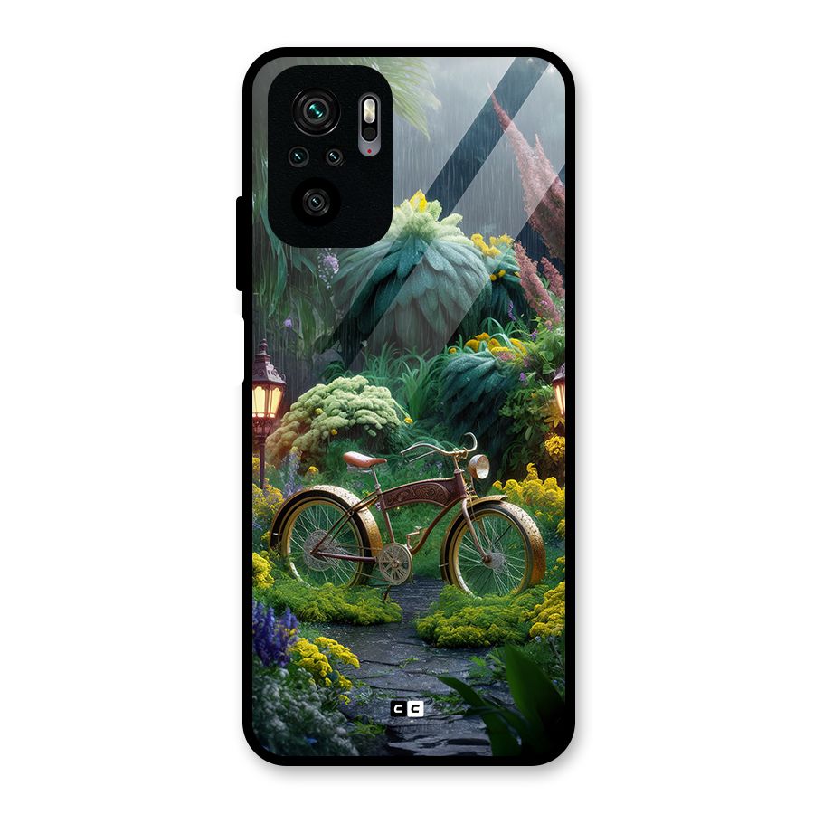 Vintage Cycle In Garden Glass Back Case for Redmi Note 10S