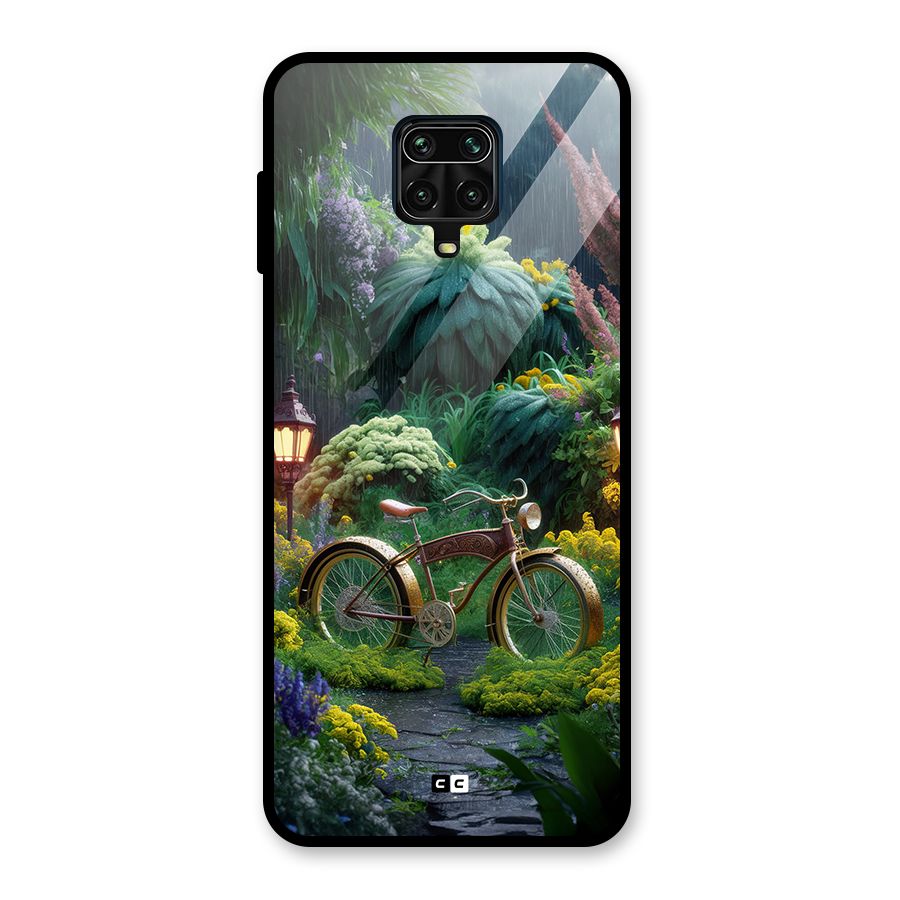 Vintage Cycle In Garden Glass Back Case for Redmi Note 10 Lite