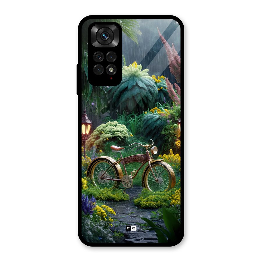 Vintage Cycle In Garden Glass Back Case for Redmi Note 11S