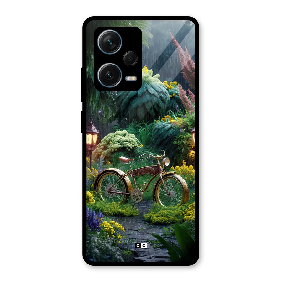 Vintage Cycle In Garden Glass Back Case for Redmi Note 12 Pro Plus 5G