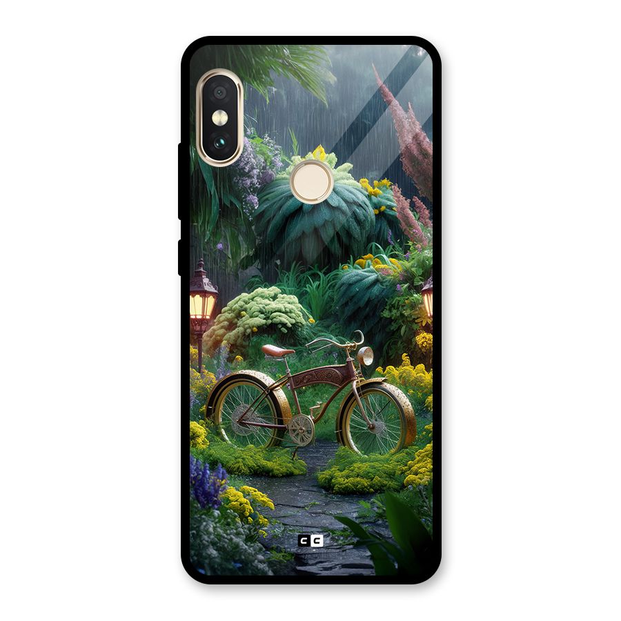 Vintage Cycle In Garden Glass Back Case for Redmi Note 5 Pro