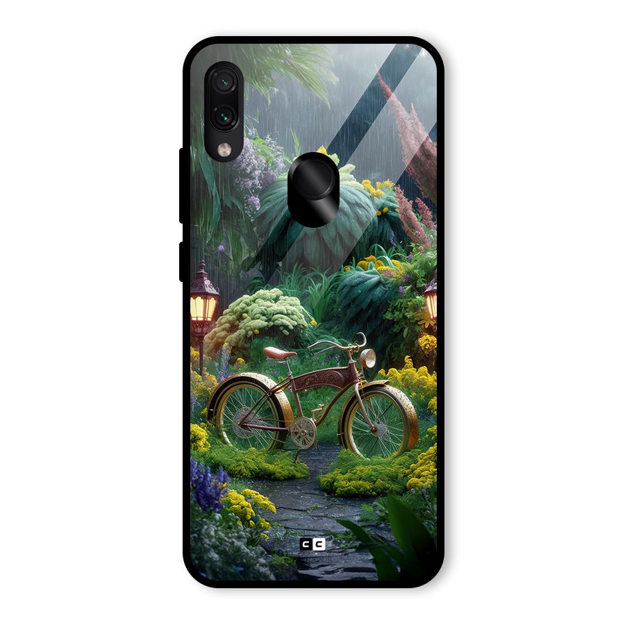 Vintage Cycle In Garden Glass Back Case for Redmi Note 7S