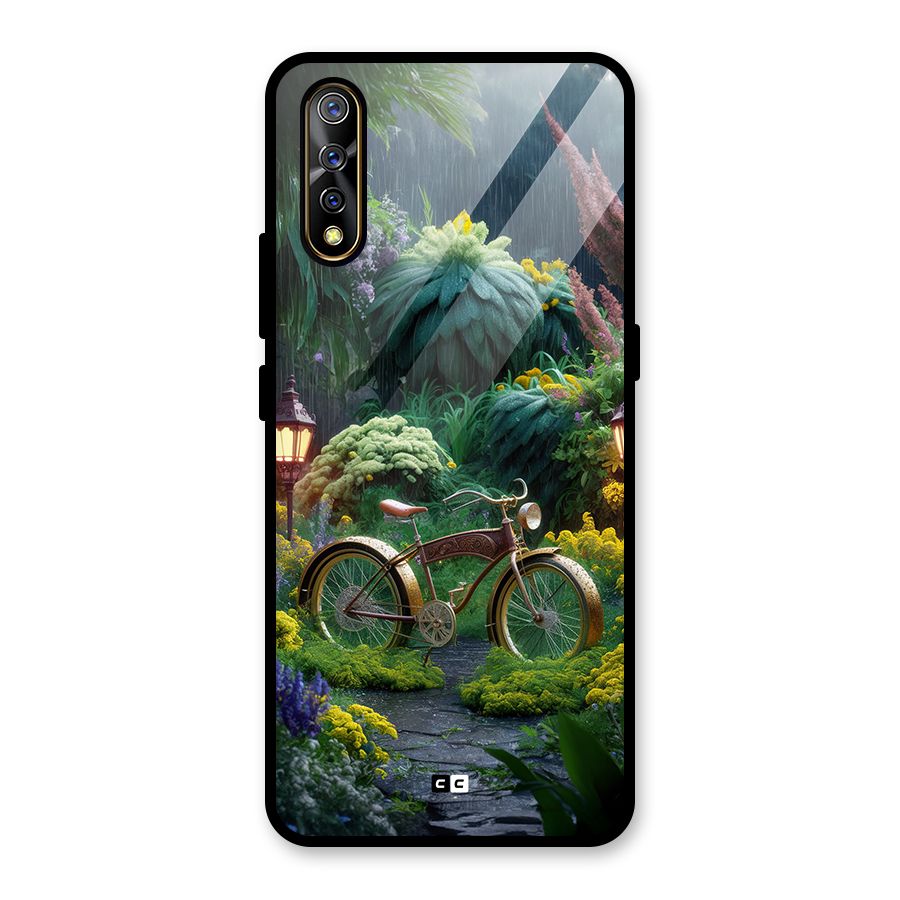 Vintage Cycle In Garden Glass Back Case for Vivo S1