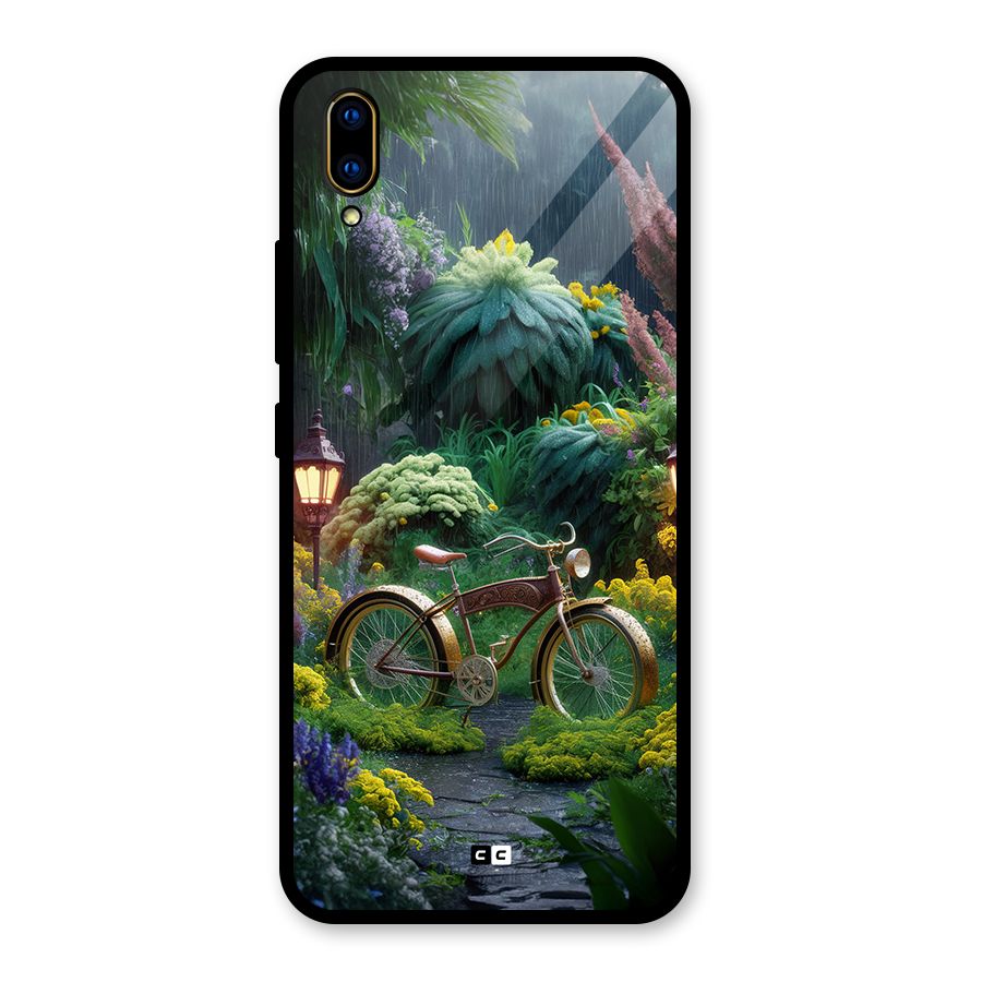 Vintage Cycle In Garden Glass Back Case for Vivo V11 Pro