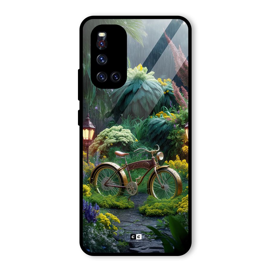 Vintage Cycle In Garden Glass Back Case for Vivo V19
