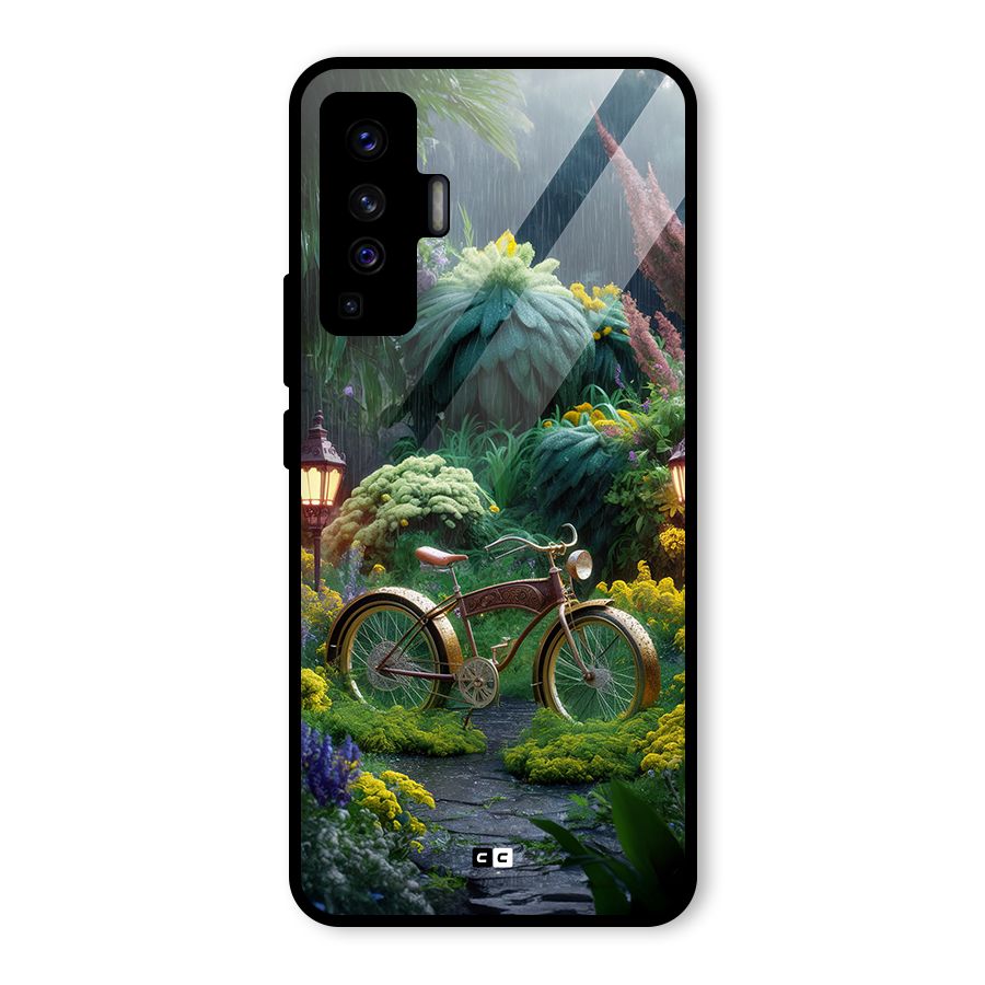 Vintage Cycle In Garden Glass Back Case for Vivo X50