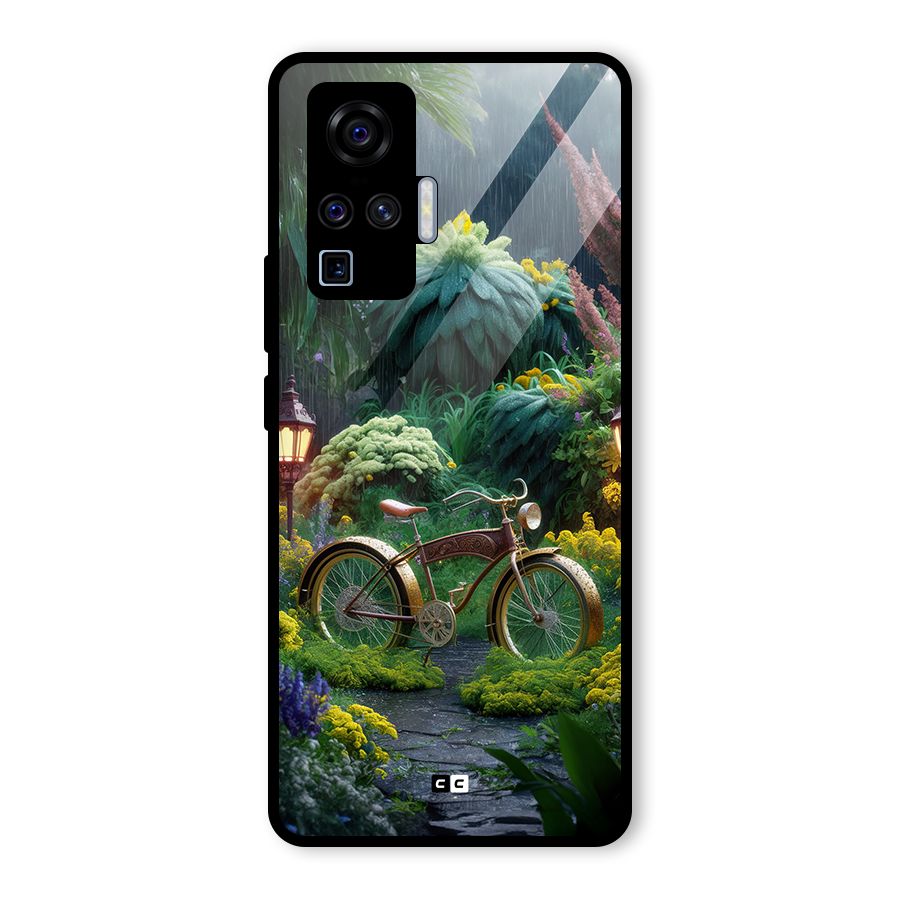 Vintage Cycle In Garden Glass Back Case for Vivo X50 Pro